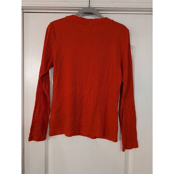 Anthropologie Pilcro Knit Long Sleeve Tee women's large orange Crewneck - Picture 5 of 5